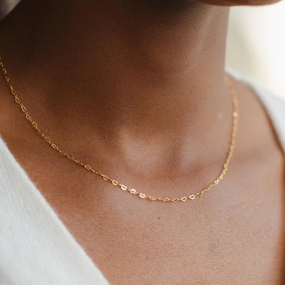 Necklace Heart Chain Adorable Dainty Gold Chain Necklace Heart Links Heart - Picture 5 of 11